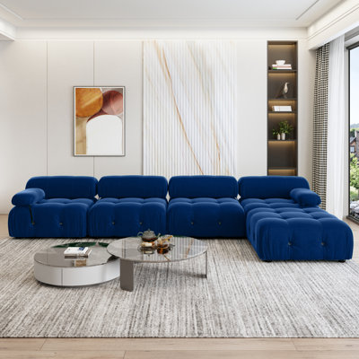  Canapé modulaire réversible en velours de 138,6 po avec repose-pieds Cylar