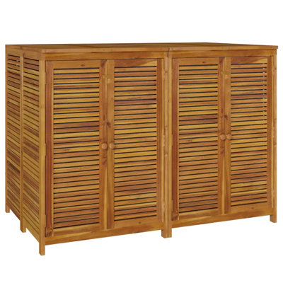 Rosalind Wheeler Criscia 140cm W Water Resistant Acacia Solid Wood Lockable Deck Box in Brown