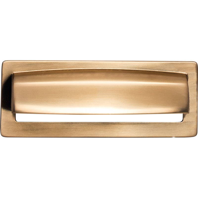 Honey Bronze Modern Cup Pull with Mounting Hardware