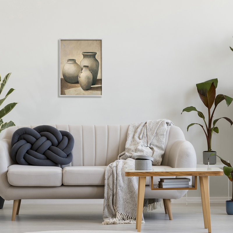 «Clay Plant Pottery Jars Still Life», croquis au crayon, cadre photo sur panneau de fibres à densité moyenne