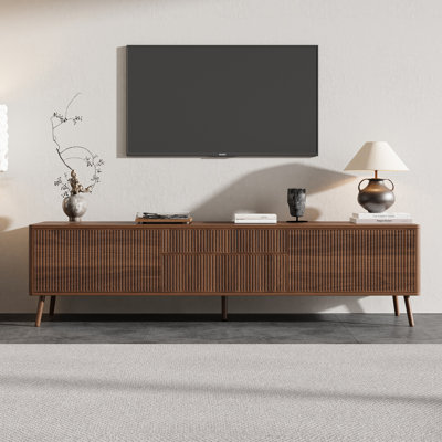 71"W Freestanding TV Stabd with Soft-Close Hinges and Cable Management for TVs up to 80"