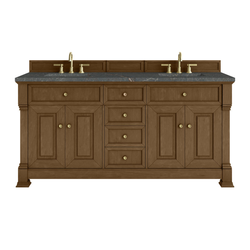 Brookfield 72'' W Double Vanity, Honey Oak, Parisien Bleu
