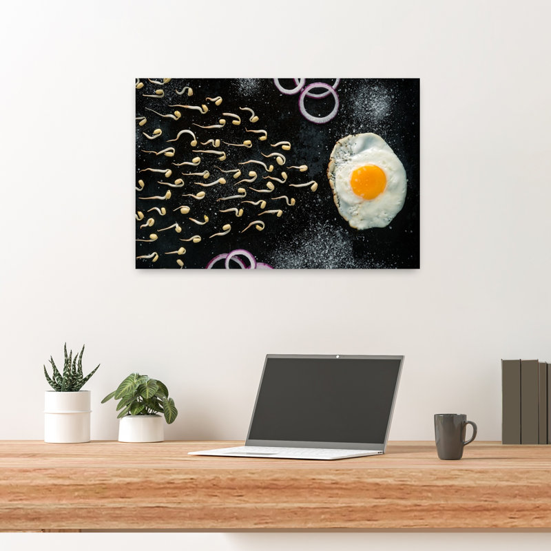 Sprouting Egg Art Minimalist Organic Contemporary Wall Art Print, 40.64cm H x 60.96cm W