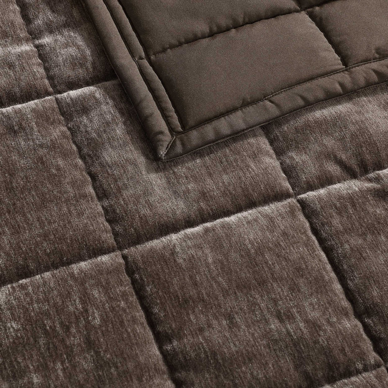 Vera Wang Chenille Box Solid Reversible Quilt Set, Chocolate Brown, King Quilt + 2 King Pillowcases