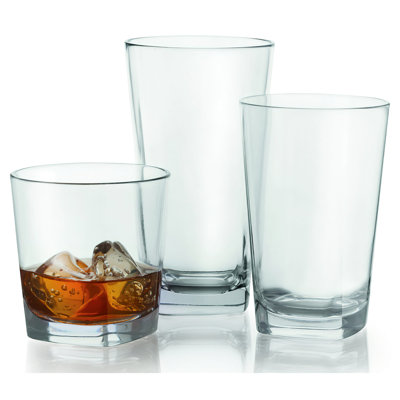 G.E.T. BPA-Free Square Bottomed Plastic Beer Pint Glass, Clear (Set of 12)