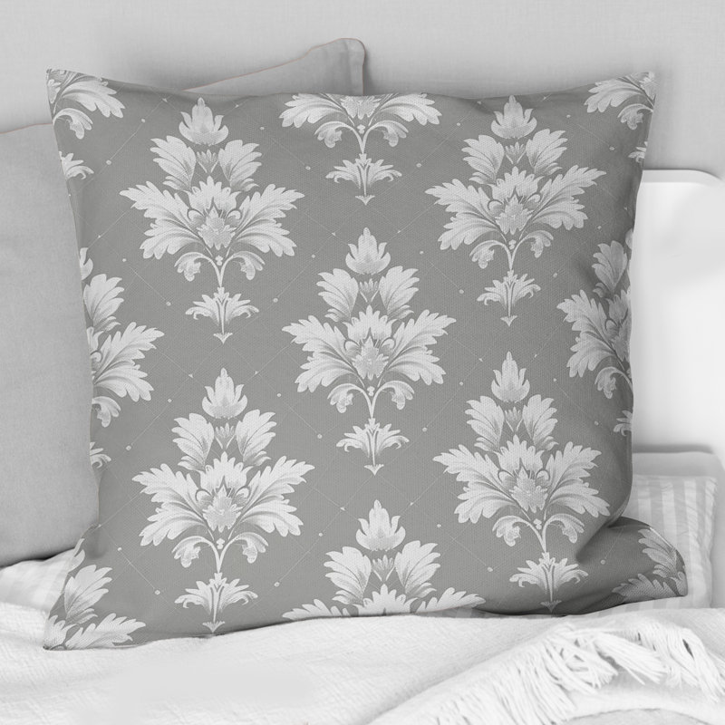 Coussin décoratif gris et blanc à motif argyle I, H 18 po x l 18 po