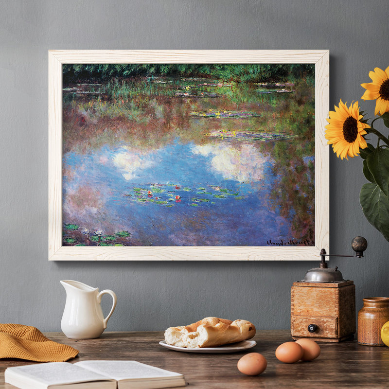 «Water Lily Pond # 4», reproduction encadrée sur toile par Monet, Blanc, H 18 po x l 26 po x P 1,5 po