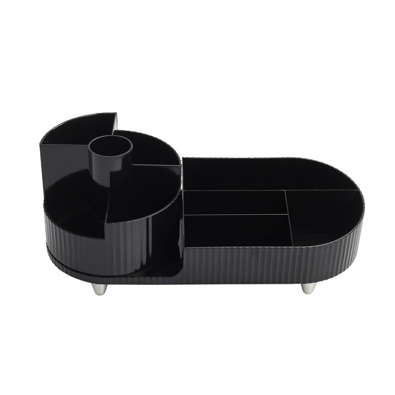 Nakayah Plastic 9 Compartment Makeup Organizer, Black