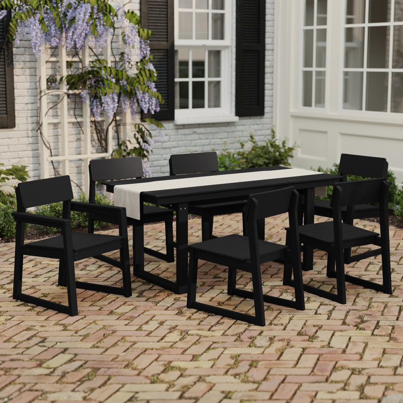 7-Piece Outdoor Dining Set, Black