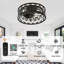 Ventilateur de plafond moderne encastré de 19 pouces avec lumière et télécommande, moteur à courant continu réversible, ventilateur discret à cage pour chambres à coucher