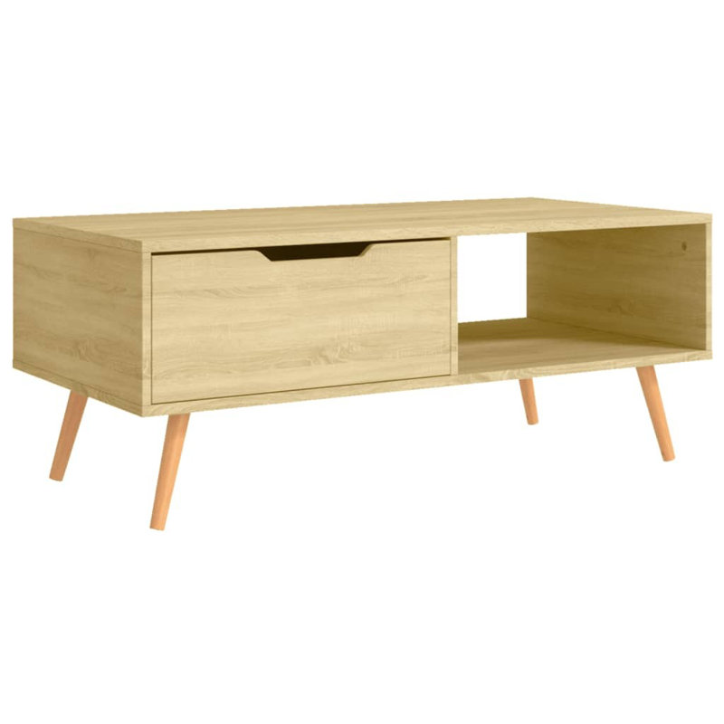 Cleorand Four Leg Coffee Table with Storage, Sonoma Oak