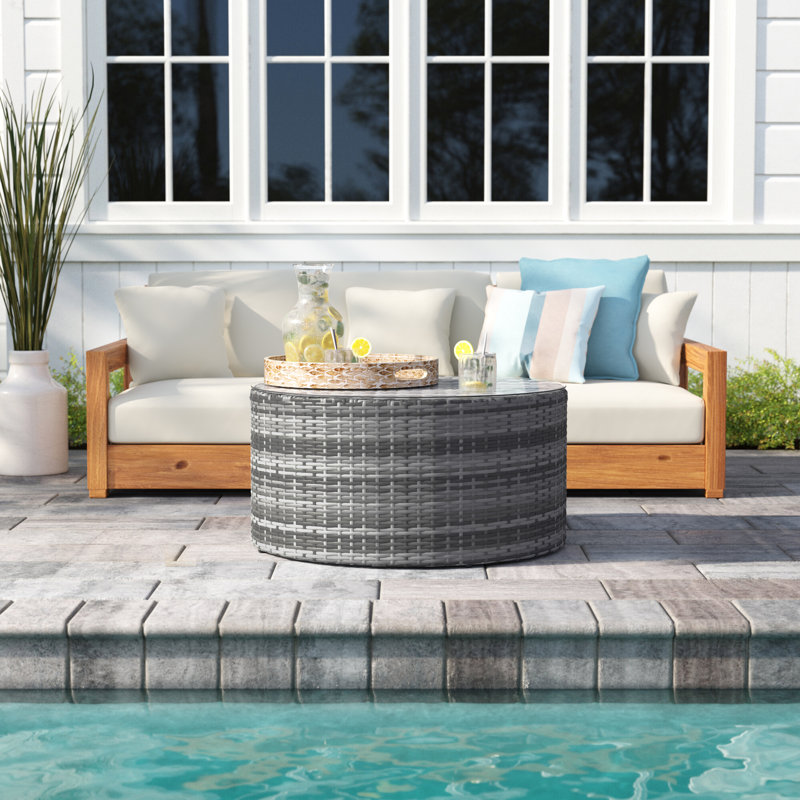 Sneed Round Metal Outdoor Coffee Table , 32'' in. W 32'' in. D, Gray