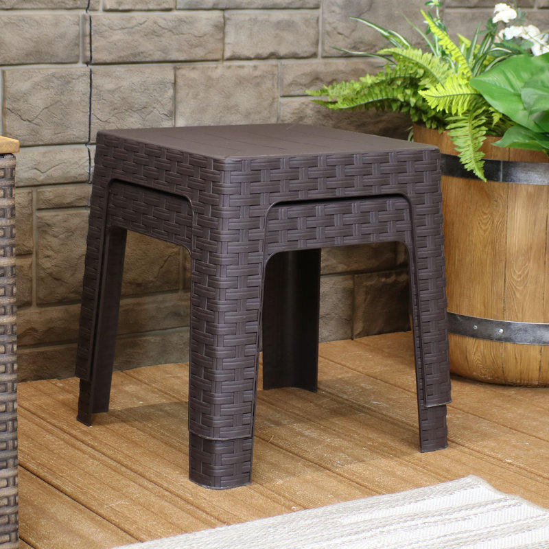 Ensemble de tables d'appoint carrées en plastique Broshouse - Brun, Brun