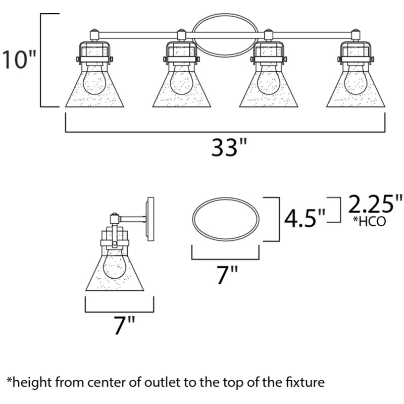 Éclairage pour meuble-lavabo à intensité variable 4 lumières Critchfield, Bronze huilé