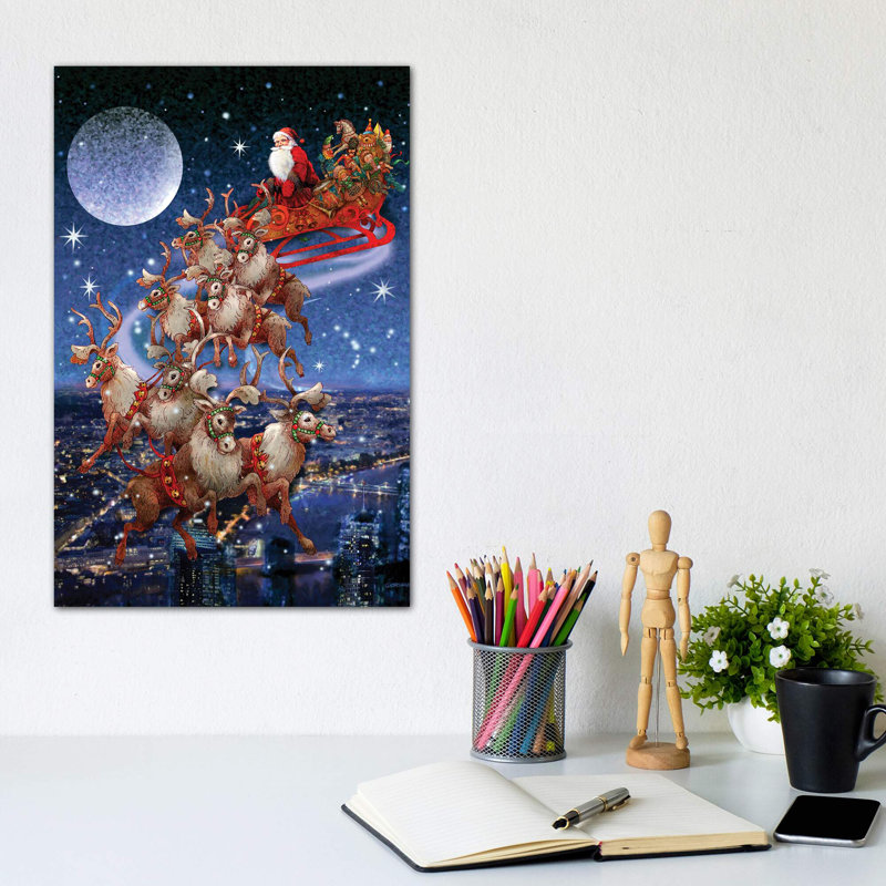 Santa's Sleighride - Wrapped Canvas Painting, 30.48cm H x 20.32cm W x 1.91cm D