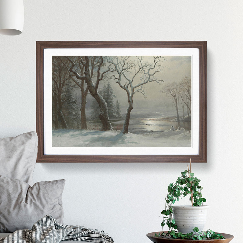Winter in Yosemite by Albert Bierstadt - Picture Frame Painting, 27cm H x 36cm W x 2cm D, Walnut Framed