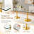 71" Rectangular Tempered Glass Dining Table with Gold Double Pedestal Base