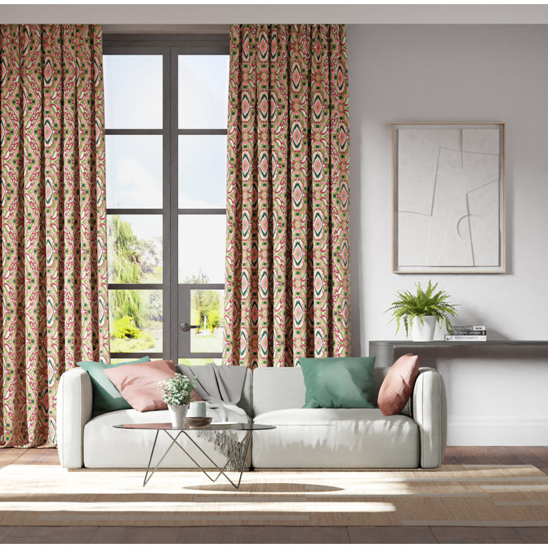 Ixora Fabric, Pomegranate/Tree Canopy/Ink