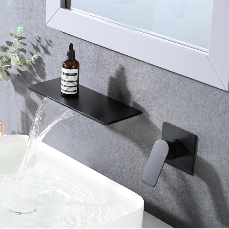 Single Handle Waterfall Wall Mounted Bathroom Sink Faucet
