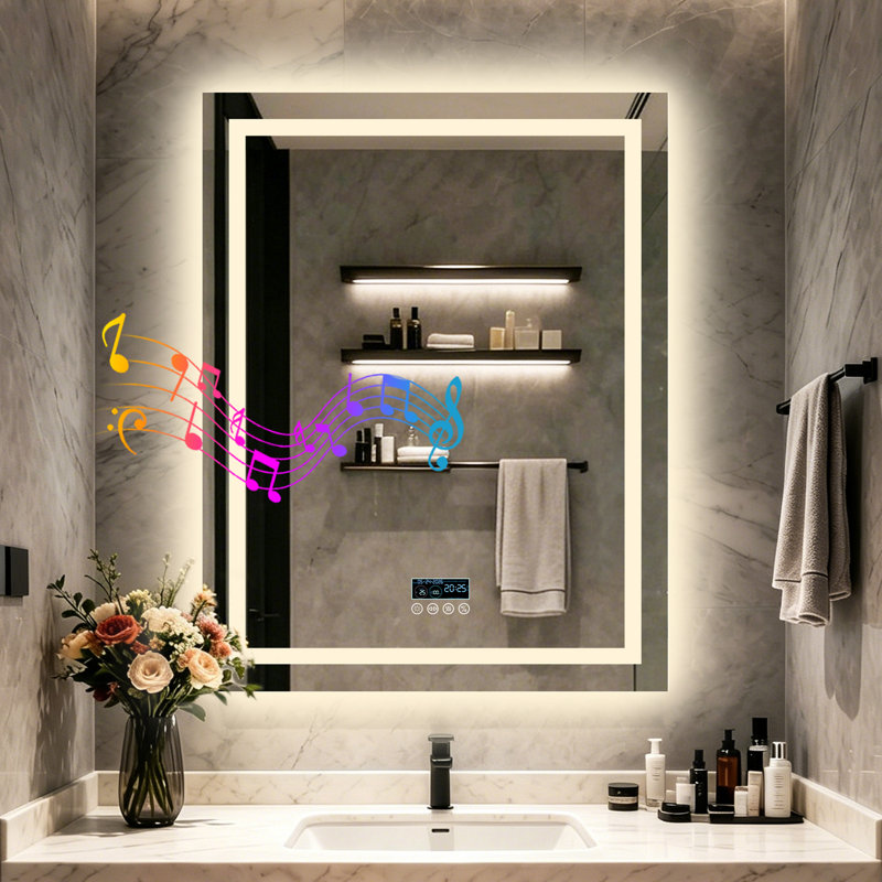 Rectangle Bluetooth Led Mirror, 90 cm H x 70 cm W