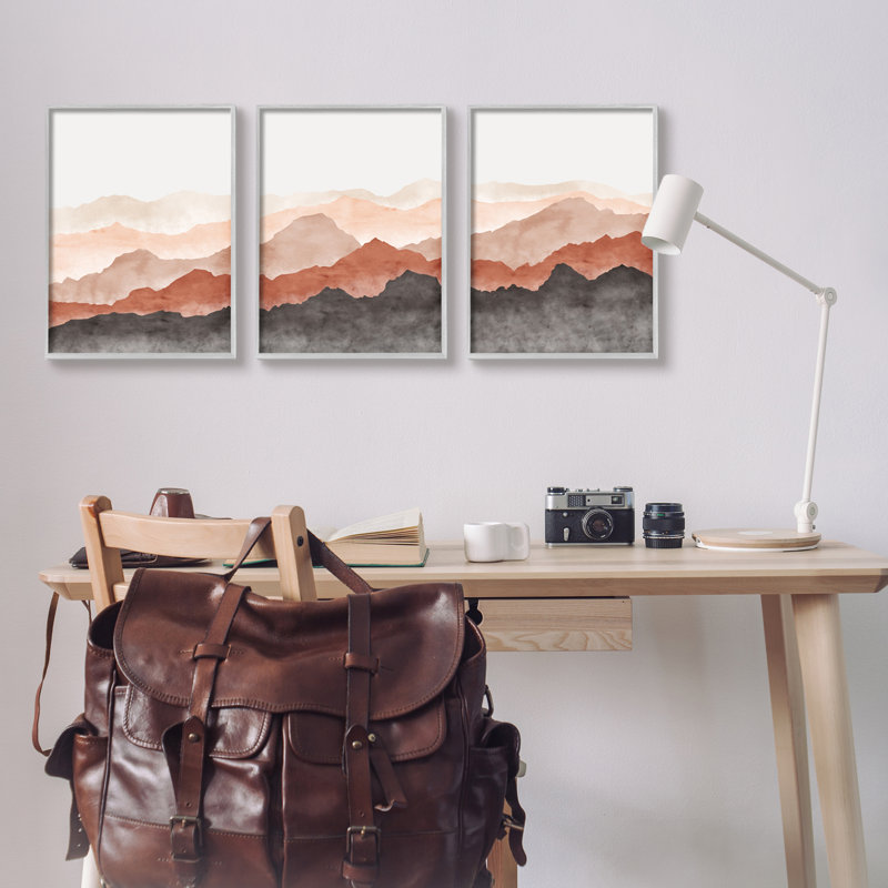 «Southwestern Crags Mountain Peaks» par JJ Design House LLC - 3 pièces, impression, H 20 po x l 48 po x P 1,5 po