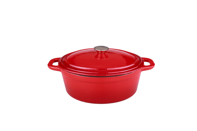 Crock-pot Artisan 5 qt. Round Cast Iron Nonstick Dutch Oven in Sunset Orange with Lid