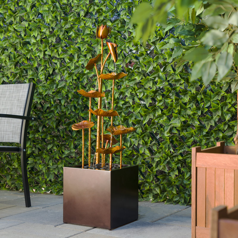 Metal Weather Resistant Floor Fountain, Gold