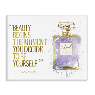 Beauty Begins Designer Quote Purple Glam Perfume Bottle