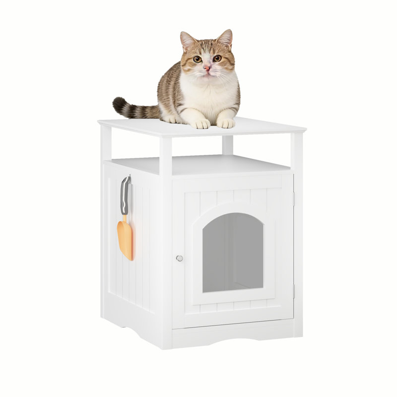 Enceinte de litière moderne 20,8 "avec tablette de rangement, blanc