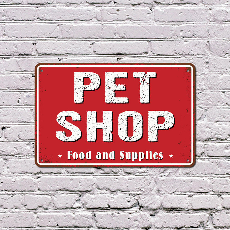 Enseigne en plastique 10 po x 14 po Pet Shop Street, H 10 po x l 14 po x P 0,1 po