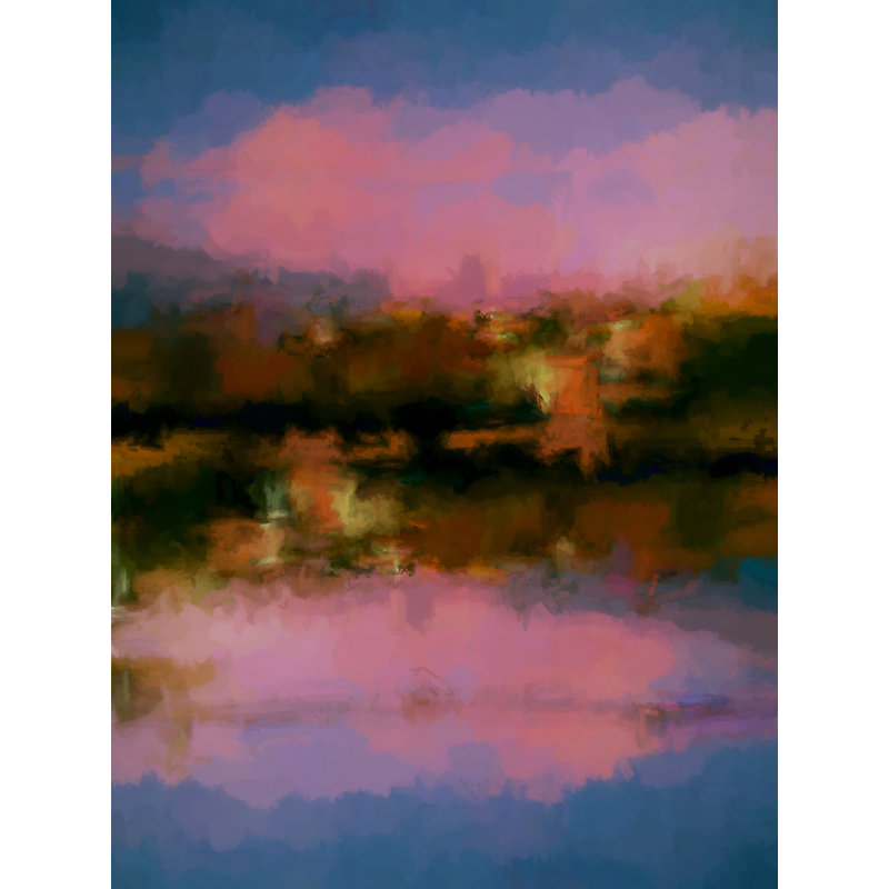 Abstract Landscape 8 Print by Angel Estevez, Black Framed Canvas, 32" H x 24" W