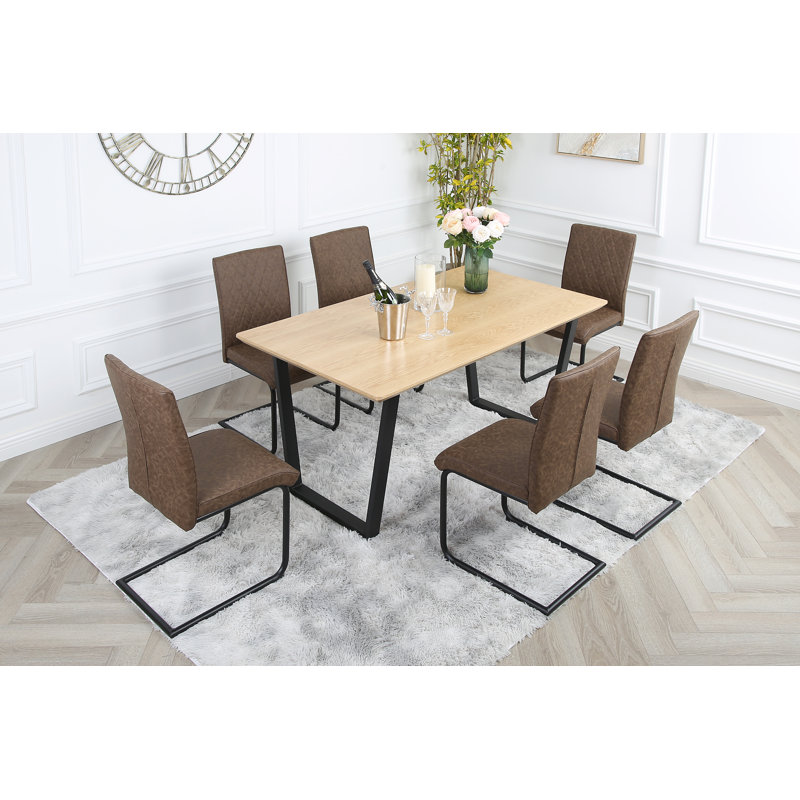 Asfand 6 - Person Dining Set, Oak, Brown