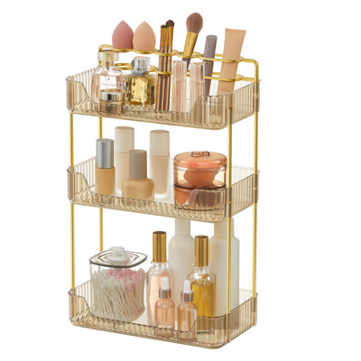 Makeup Organizer, 3-Tier Skincare Organizer Countertop, Customizable, 2 Types Of Accessories, Jewelry Holder, For Vanity, Gift