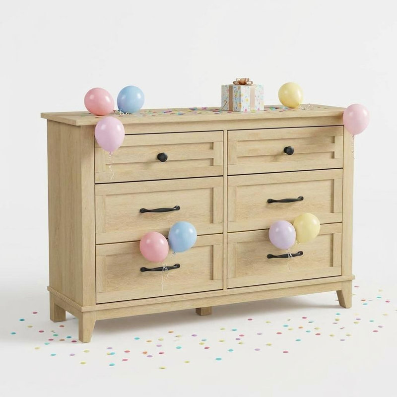 6 Dresser for Bedroom, 47 in Wide Drawer Dresser with Storage Freestanding, Wooden Closet Storage Chest for Living Room, Bedroom, Entryway