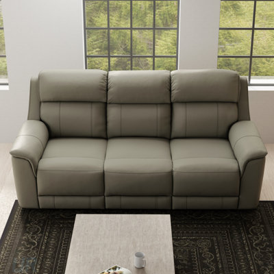 Oslo Dual Power Reclining Sofa In Mineral, Premium Leather And Adjustable Comfort For Modern Living