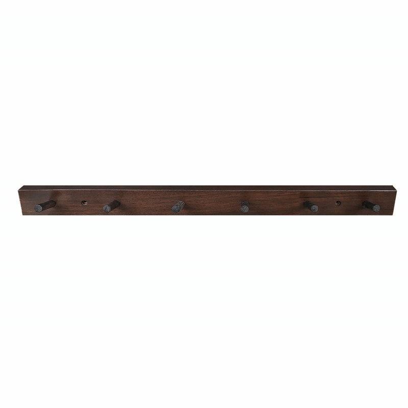 Wall Mounted Coat Rack, 2" H x 11.75" W x 0.75" D, Dark Walnut