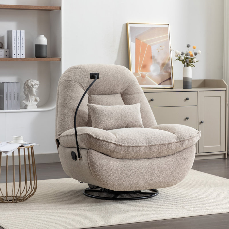 Antwonn 100cm Wide Swivel Standard Recliner, Brown