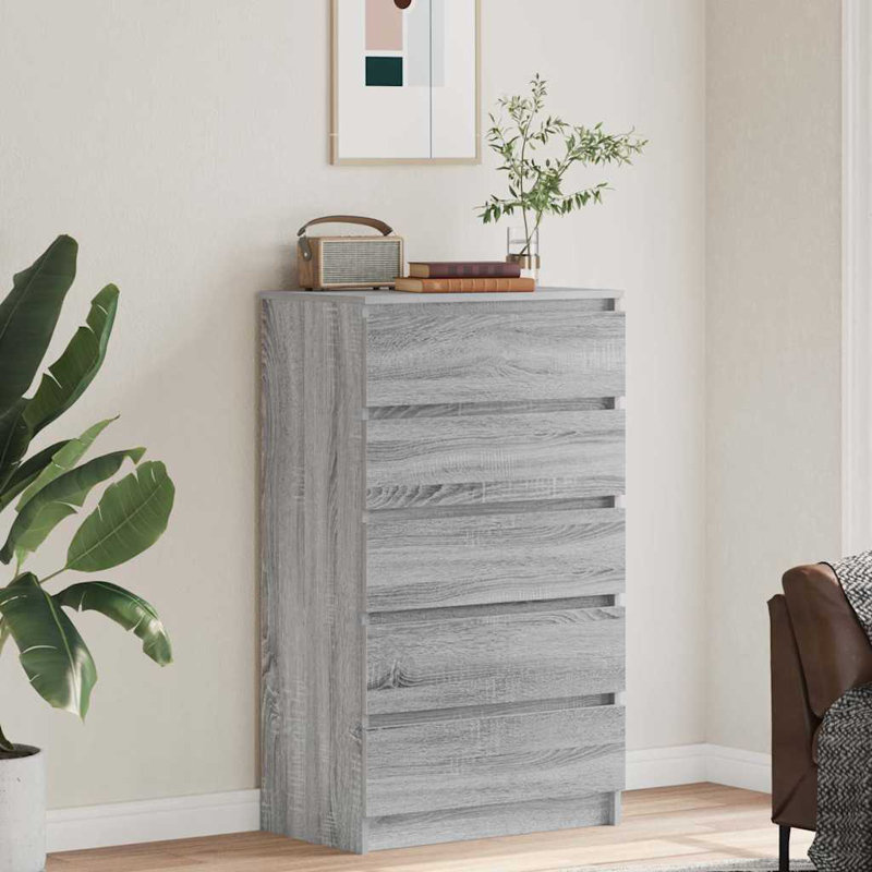 Mertcan 60cm W 5 - Drawer Chest of Drawers, Grey Sonoma