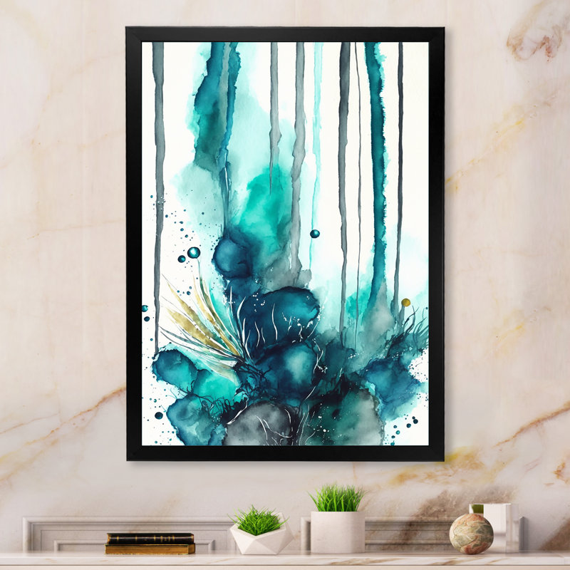 «Tropical Turquoise Joyfulness V», reproduction sur toile, Toile avec cadre photo noir, L 12 po x H 20 po