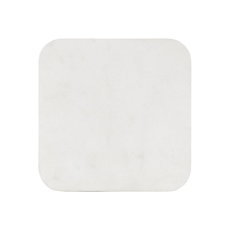 Transitional Faux Stone Top Square Accent Table in Gray/White