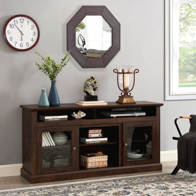 Tv Stand For 65 Inch Tvs, Brown Style Entertainment Center, Media Console With Pass-Throughs, 60" X 15.62" 29 Modern Center 65" Stand, Storage Options, 60"W * 15.62"D 29"H