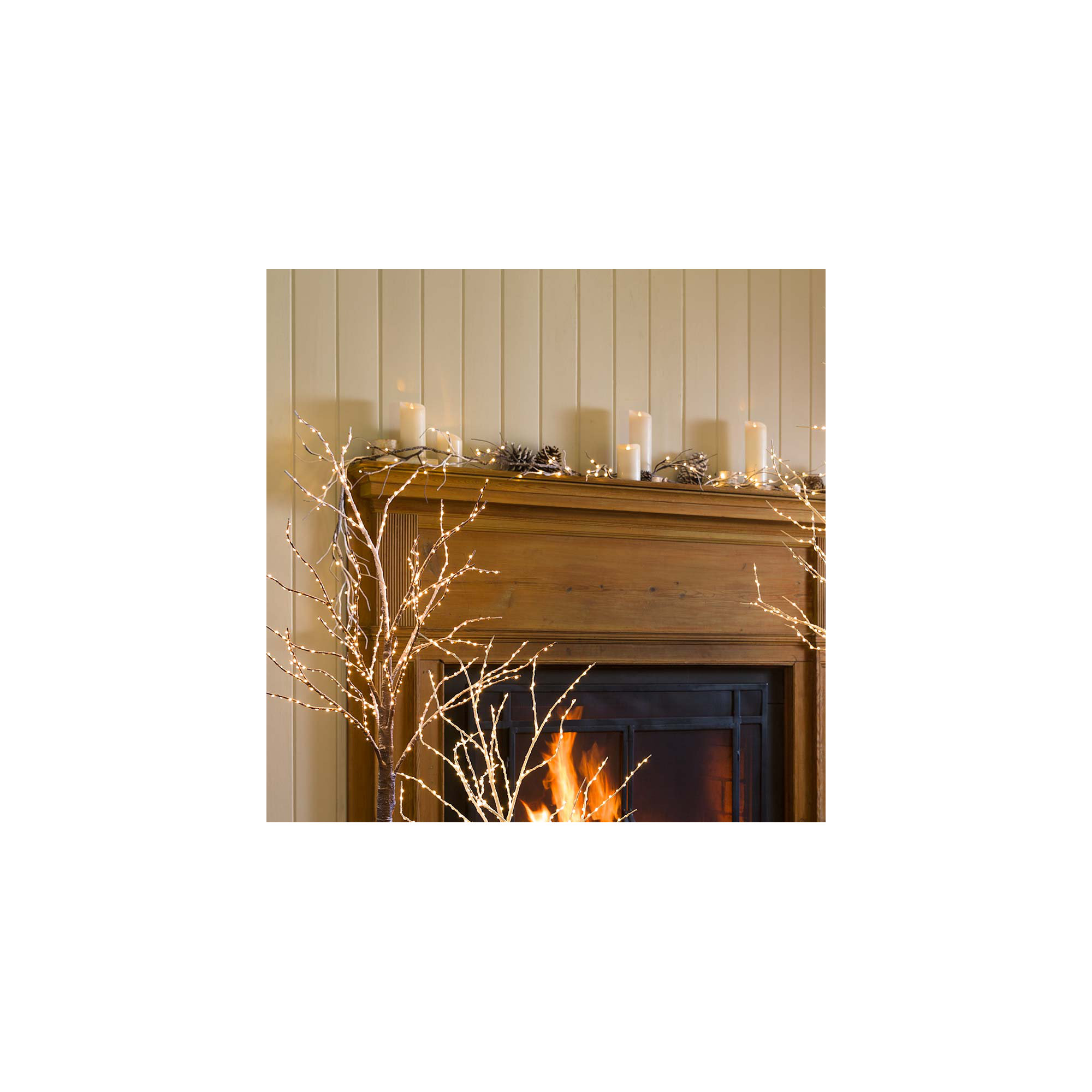 60'' in. Lighted Faux Birch Garland