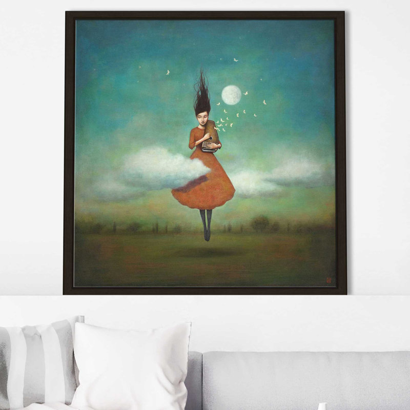 «High Notes for Low Clouds» par Duy Huynh - Peinture, Cadre flottant espresso, H 27,5 po x l 27,5 po x P 2 po