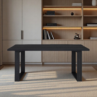 Solid wood desk for home use in black color