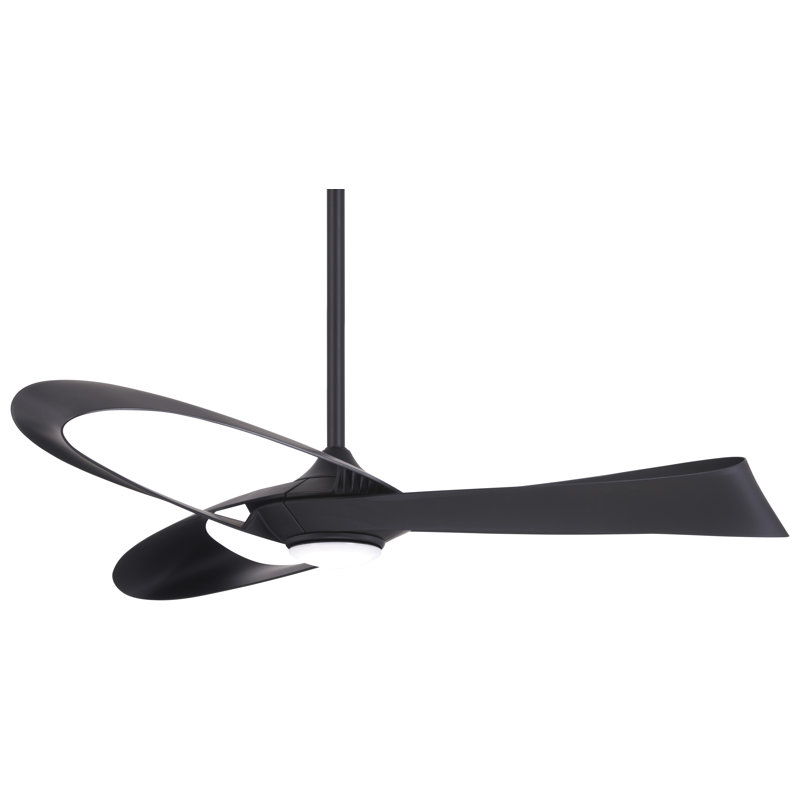 52" Black ABS Blade Ceiling Fan with Remote Control