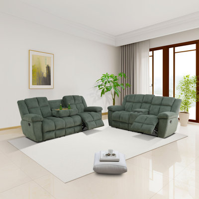 2-Piece Corduroy Living Room Recliner Set, Sofa & Loveseat