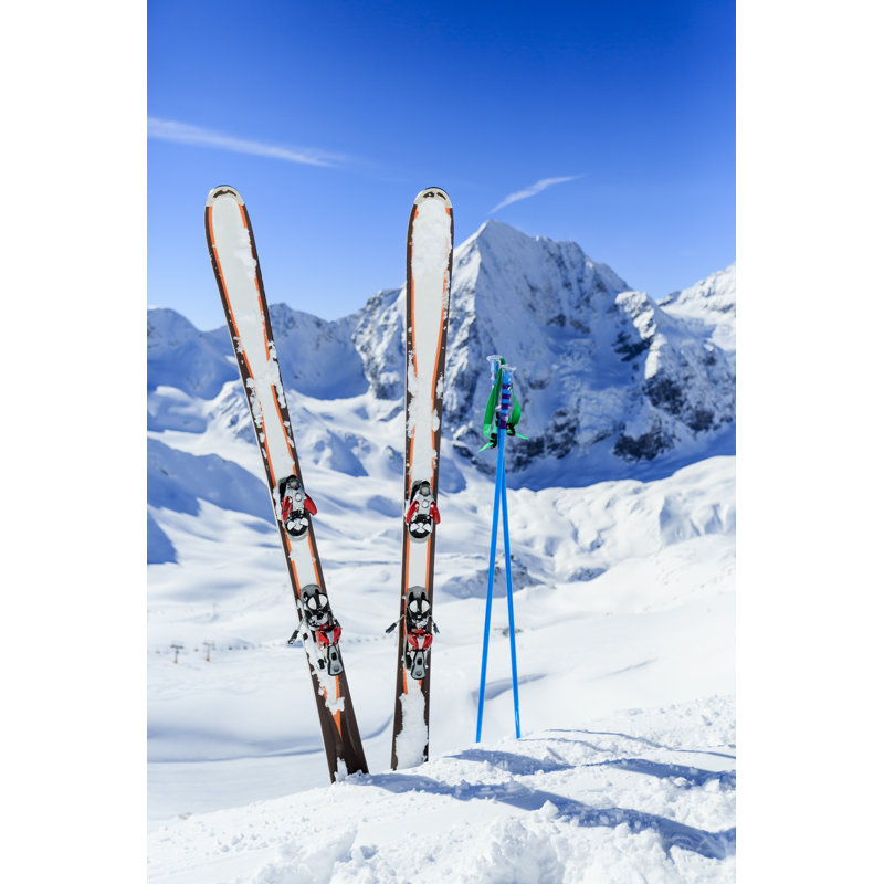 Clontarf Clontarf Skis In The Snow - Wrapped Canvas Print, 91cm H x 61cm W x 3.8cm D