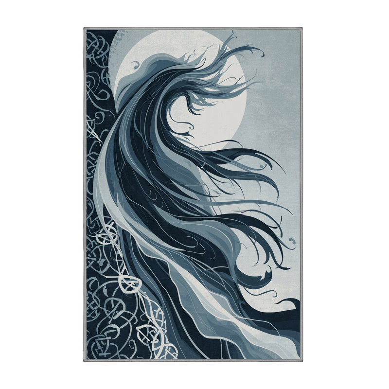 Tapis abstrait moelleux et moelleux à motif abstrait Banshee en gris - reliure grise, 5 x 7