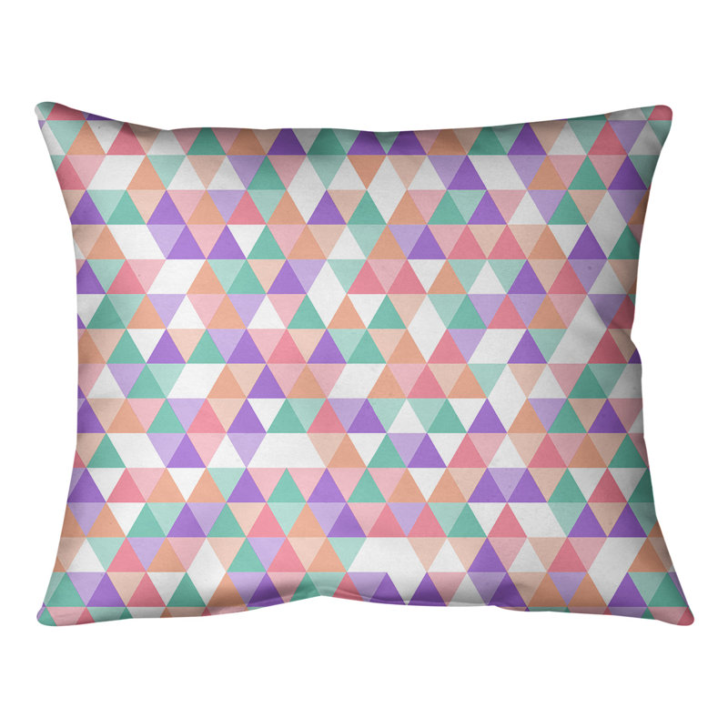 Coussin lombaire triangle, Bourre en polyester, Rose / orange / orange, H 21,5 po x l 31 po