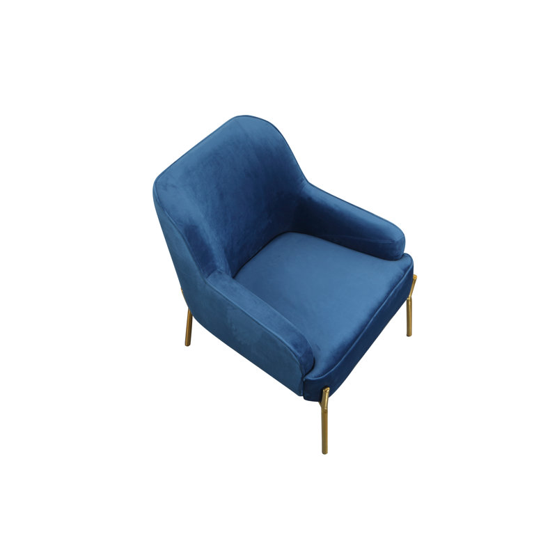 Fauteuil de 26 po de largeur en velours, Velours bleu